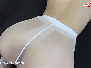 German puss in tights gets wedged and creamed